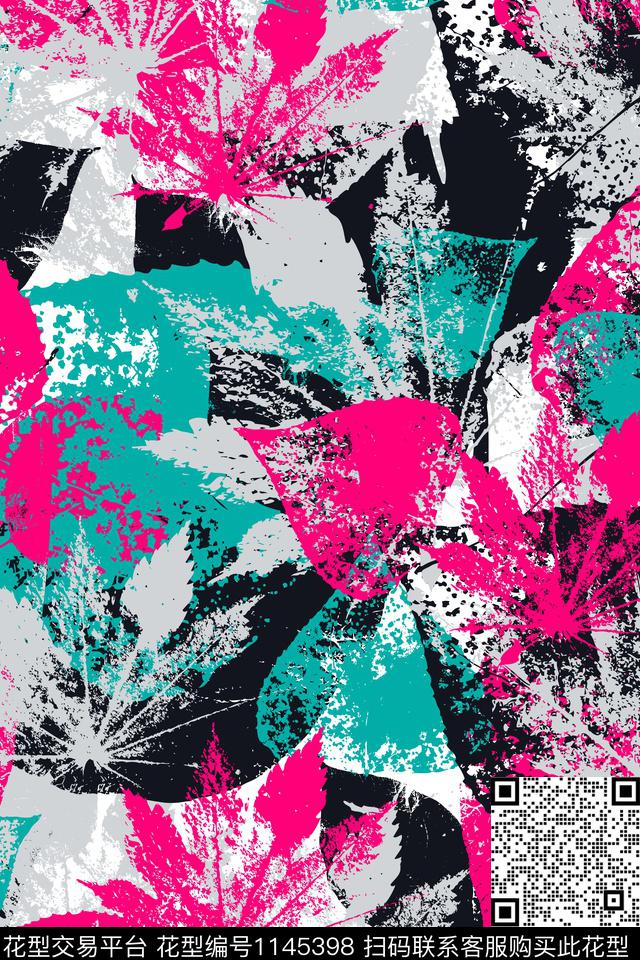 抽象大牌风复古数码印花华亿平台下载（图片编号: 1145398） - 瓦栏（Walan）