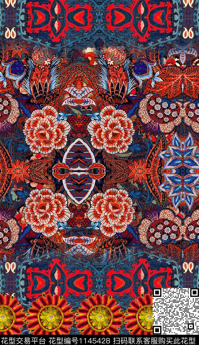 波西米亚复古民族风数码印花华亿平台下载（图片编号: 1145428） - 瓦栏（Walan）