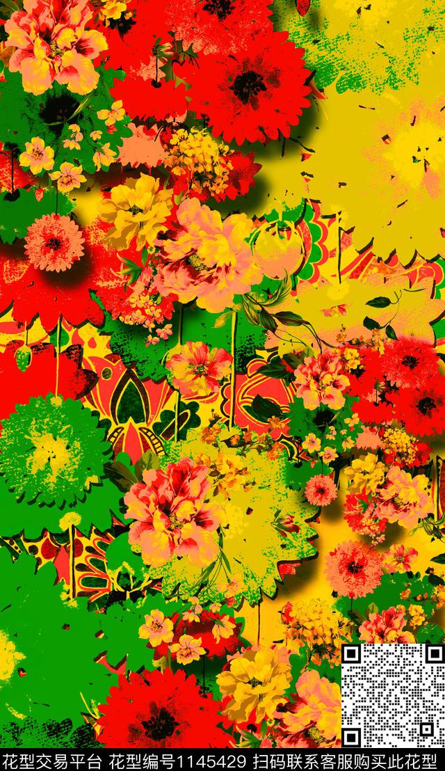 波西米亚复古民族风数码印花华亿平台下载（图片编号: 1145429） - 瓦栏（Walan）