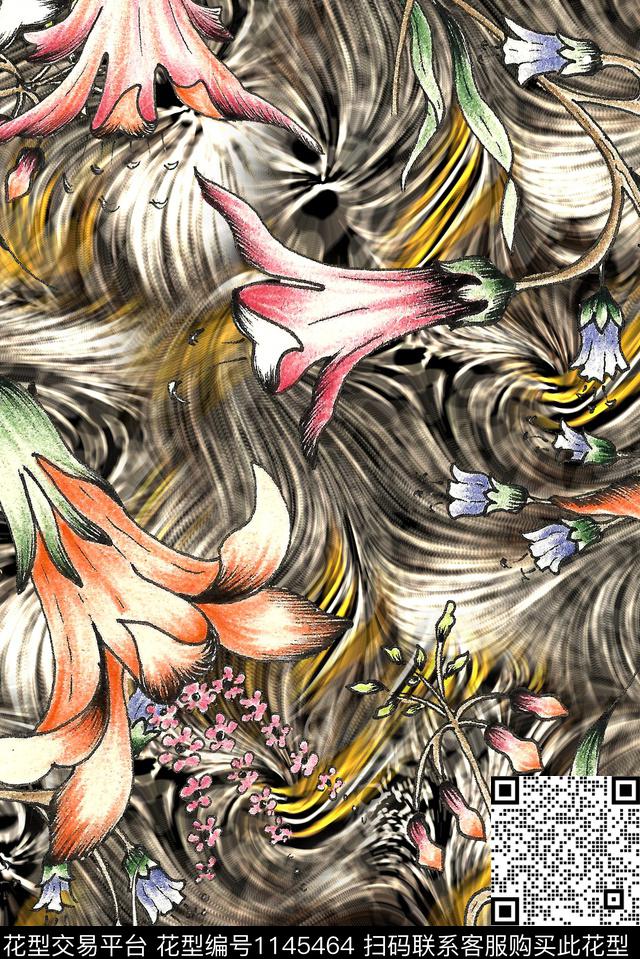 抽象秋冬华亿平台肌理数码印花华亿平台下载（图片编号: 1145464） - 瓦栏（Walan）