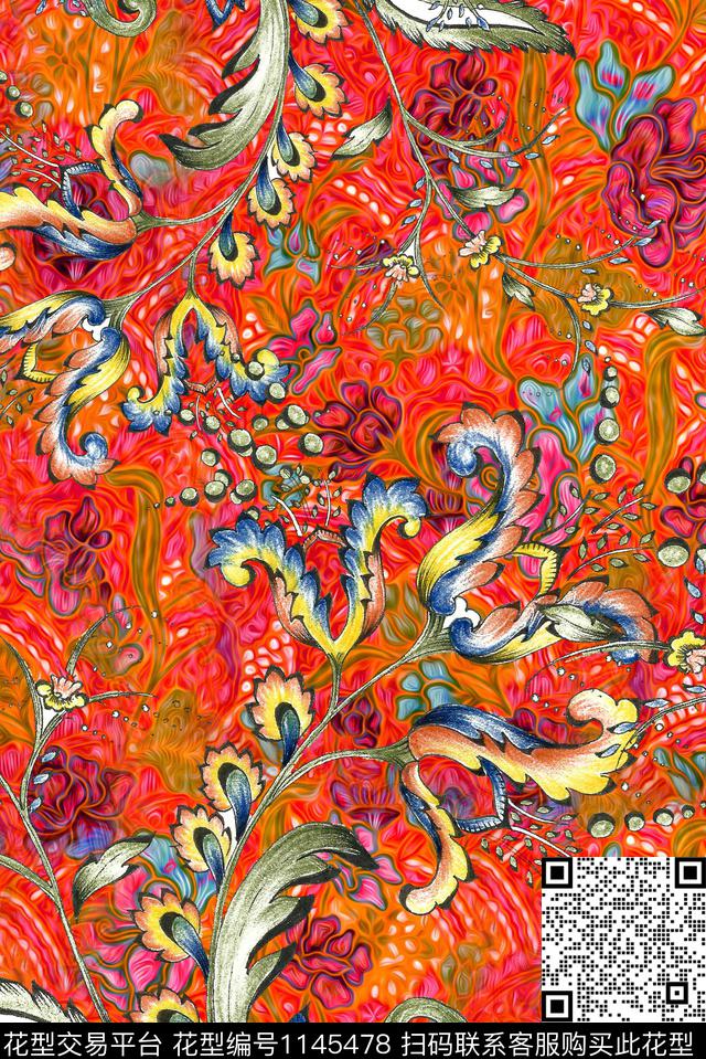 抽象秋冬华亿平台肌理数码印花华亿平台下载（图片编号: 1145478） - 瓦栏（Walan）