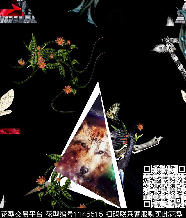 抽象大牌风动物数码印花华亿平台下载（图片编号: 1145515） - 瓦栏（Walan）