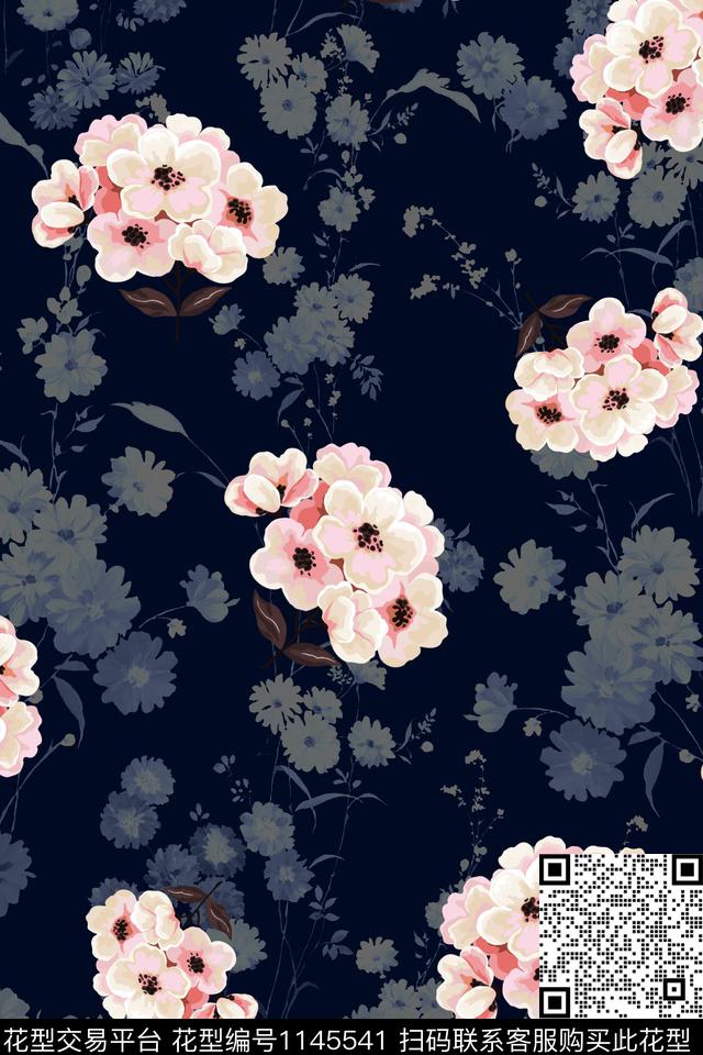 秋冬华亿平台满版散花复古传统印花华亿平台下载（图片编号: 1145541） - 瓦栏（Walan）