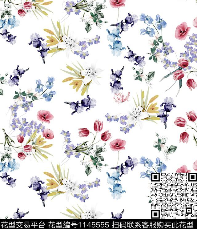 水彩花卉复古手绘花卉传统印花华亿平台下载（图片编号: 1145555） - 瓦栏（Walan）