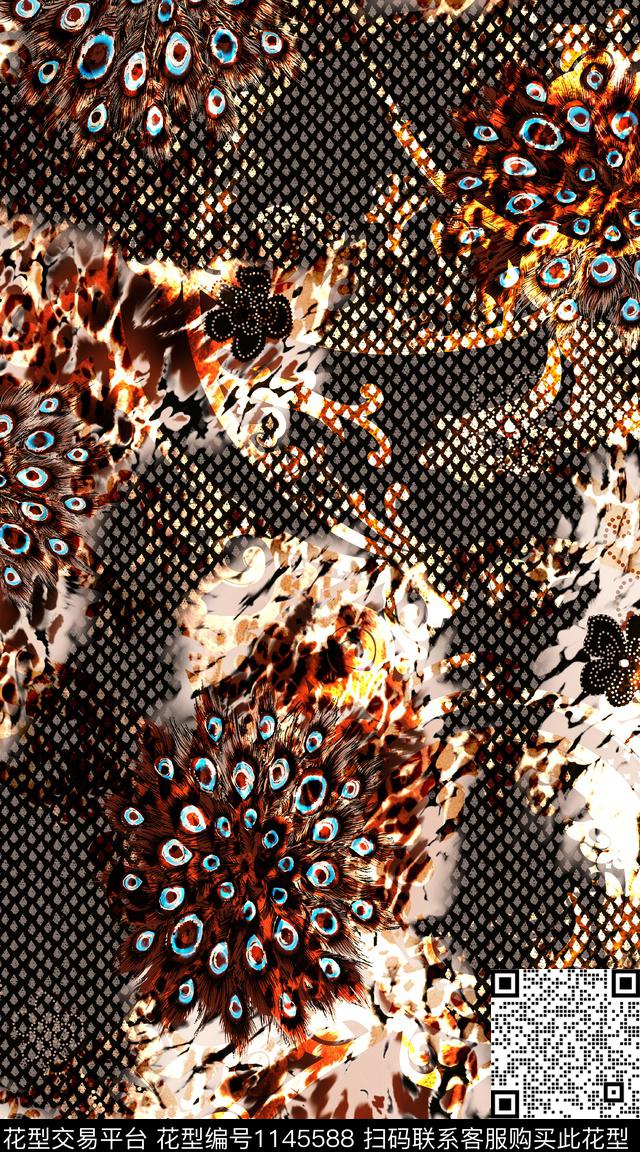 抽象动物大牌风数码印花华亿平台下载（图片编号: 1145588） - 瓦栏（Walan）