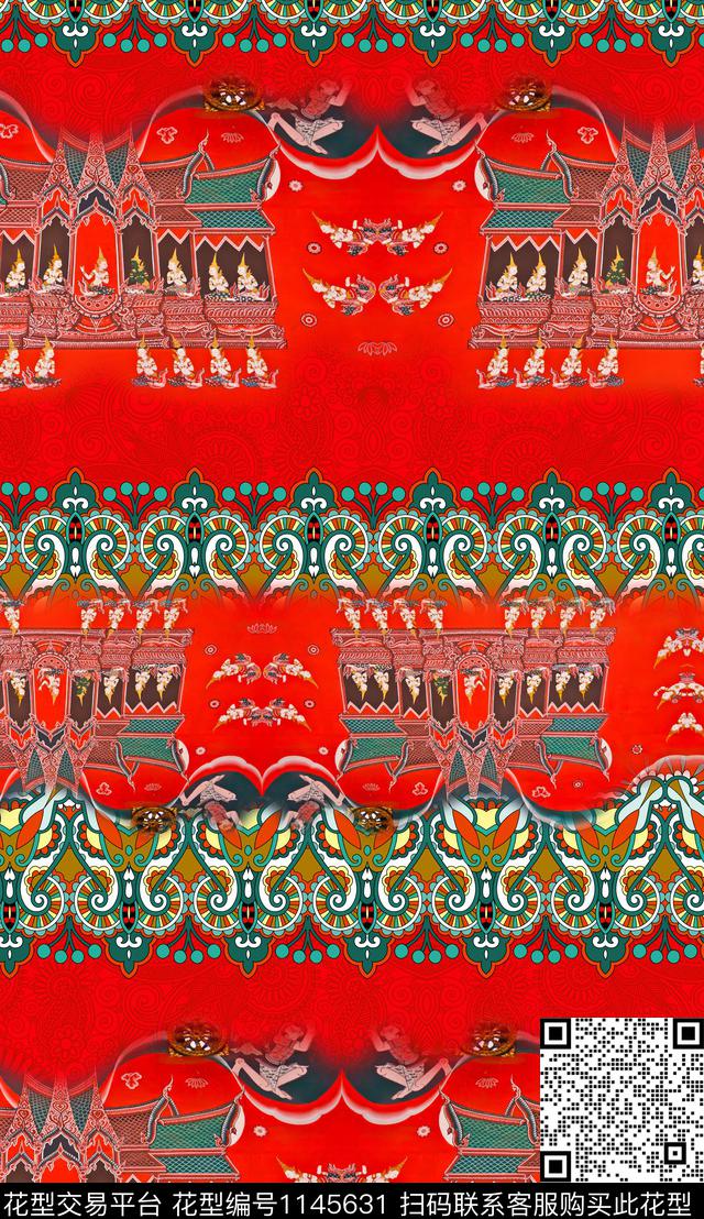 定位花中老年民族风数码印花华亿平台下载（图片编号: 1145631） - 瓦栏（Walan）