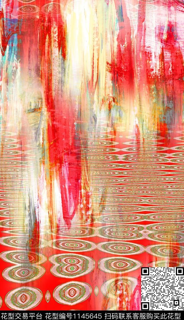 抽象肌理定位花数码印花华亿平台下载（图片编号: 1145645） - 瓦栏（Walan）