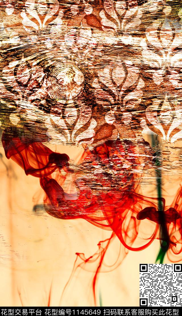 抽象肌理定位花数码印花华亿平台下载（图片编号: 1145649） - 瓦栏（Walan）