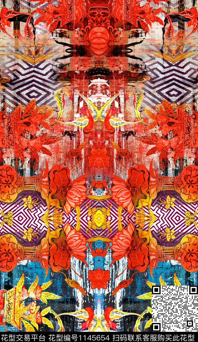 定位花大花花卉数码印花华亿平台下载（图片编号: 1145654） - 瓦栏（Walan）