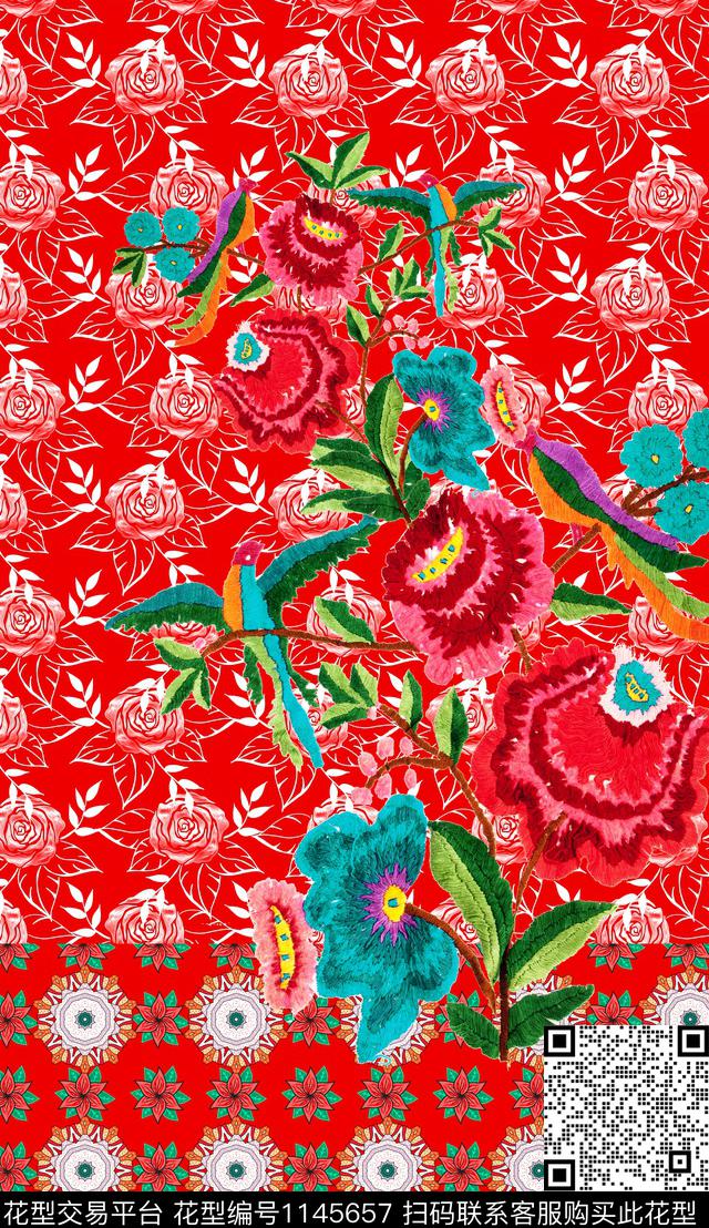 定位花大花花卉数码印花华亿平台下载（图片编号: 1145657） - 瓦栏（Walan）