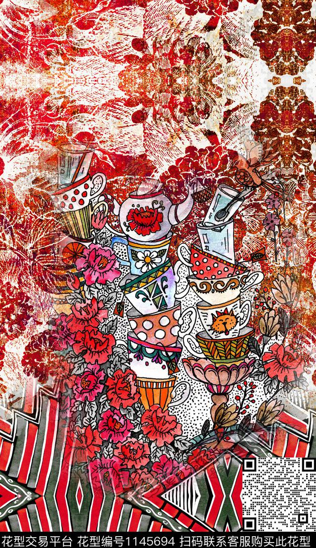 定位花大花花卉数码印花华亿平台下载（图片编号: 1145694） - 瓦栏（Walan）