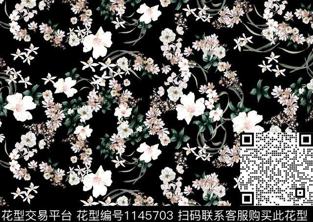 复古手绘花卉小碎花传统印花华亿平台下载（图片编号: 1145703） - 瓦栏（Walan）