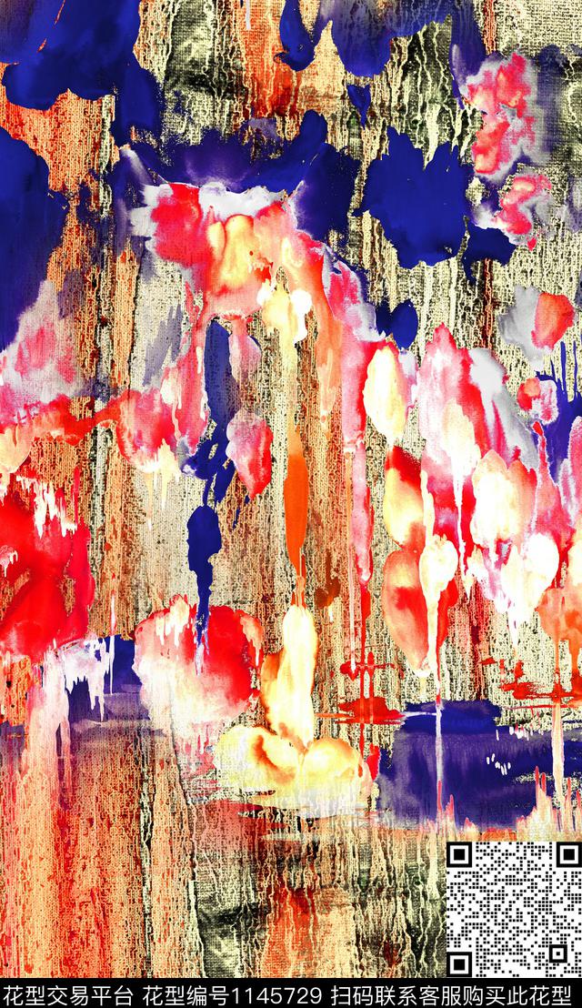 抽象肌理定位花数码印花华亿平台下载（图片编号: 1145729） - 瓦栏（Walan）