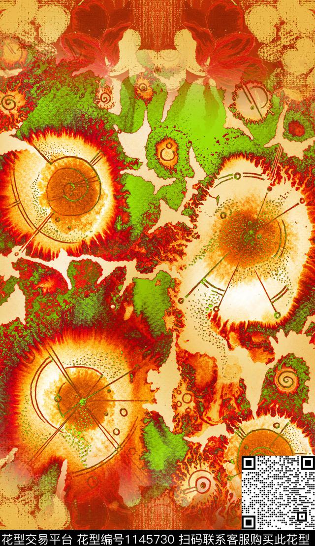抽象肌理定位花数码印花华亿平台下载（图片编号: 1145730） - 瓦栏（Walan）
