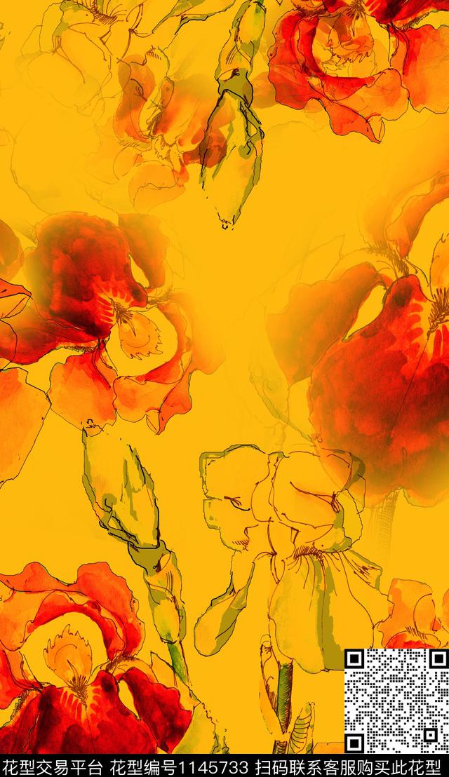 定位花大花中老年数码印花华亿平台下载（图片编号: 1145733） - 瓦栏（Walan）