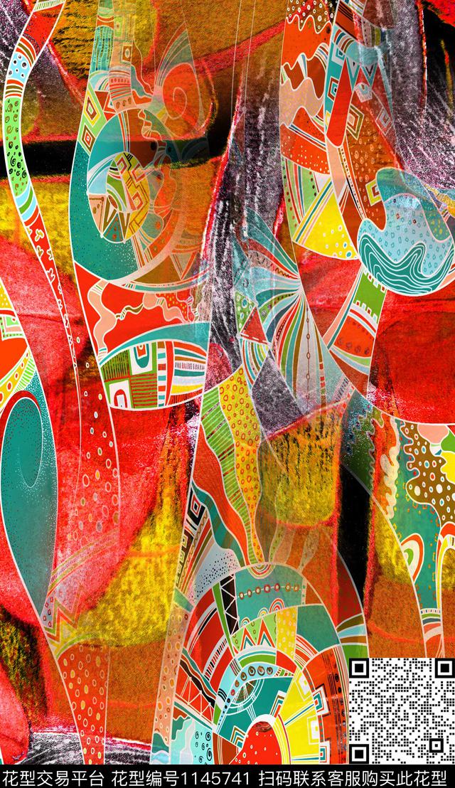 肌理定位花中国风数码印花华亿平台下载（图片编号: 1145741） - 瓦栏（Walan）