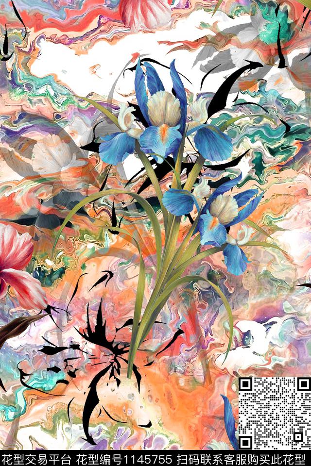 复古数码华亿平台花卉数码印花华亿平台下载（图片编号: 1145755） - 瓦栏（Walan）