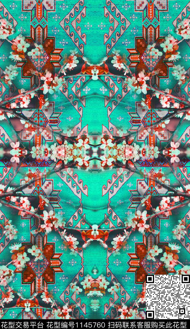 抽象肌理定位花数码印花华亿平台下载（图片编号: 1145760） - 瓦栏（Walan）