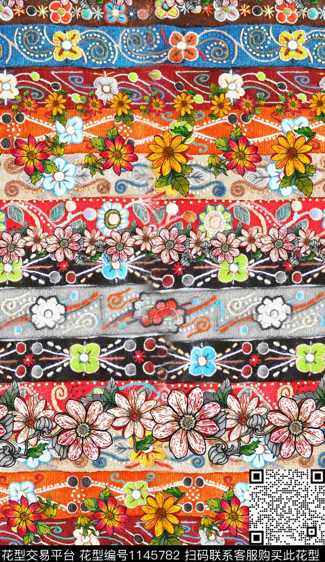 定位花中老年民族风数码印花华亿平台下载（图片编号: 1145782） - 瓦栏（Walan）