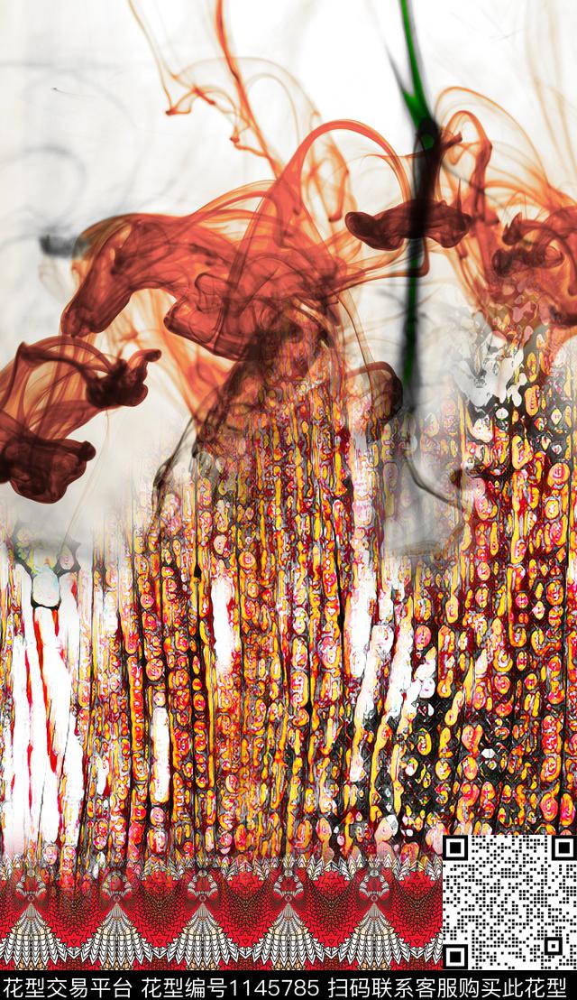 笔触定位花民族风数码印花华亿平台下载（图片编号: 1145785） - 瓦栏（Walan）