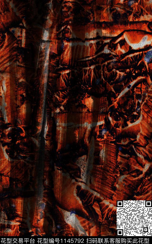 笔触肌理抽象数码印花华亿平台下载（图片编号: 1145792） - 瓦栏（Walan）