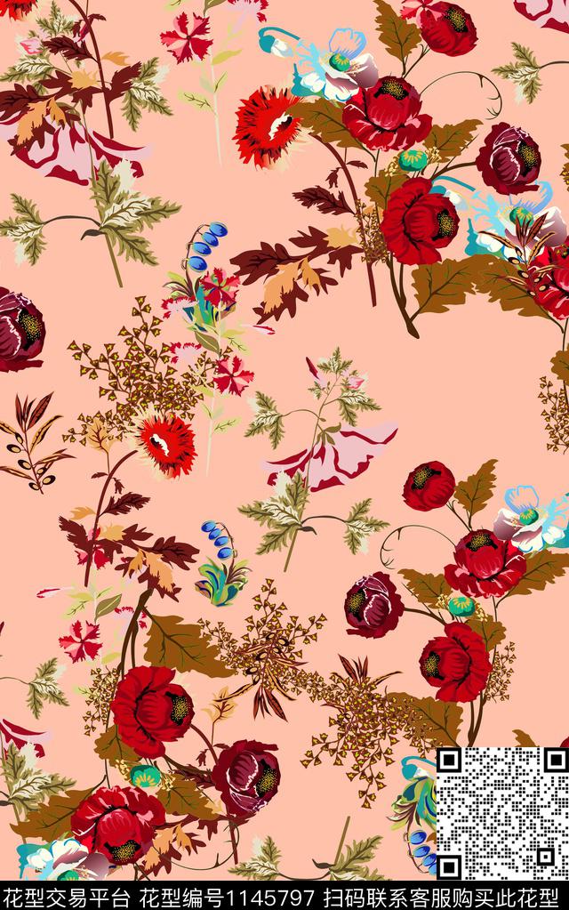 小碎花花卉中老年数码印花华亿平台下载（图片编号: 1145797） - 瓦栏（Walan）