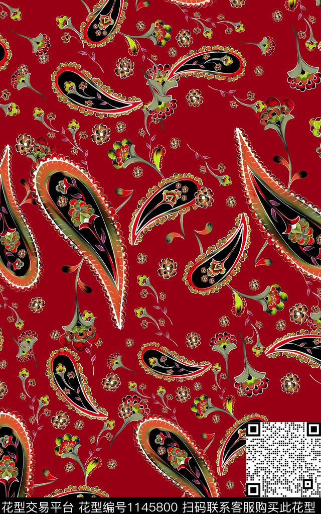 佩斯利小碎花中老年数码印花华亿平台下载（图片编号: 1145800） - 瓦栏（Walan）