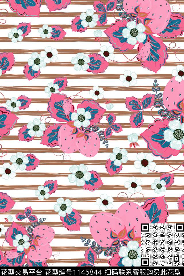 清爽女装线条花卉数码印花华亿平台下载（图片编号: 1145844） - 瓦栏（Walan）