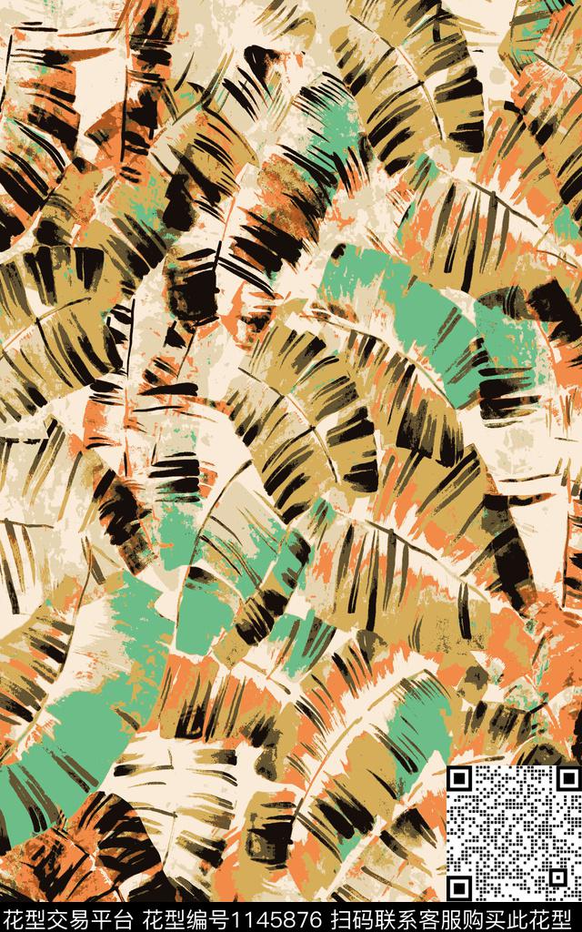 热带华亿平台绿植树叶棕榈树数码印花华亿平台下载（图片编号: 1145876） - 瓦栏（Walan）