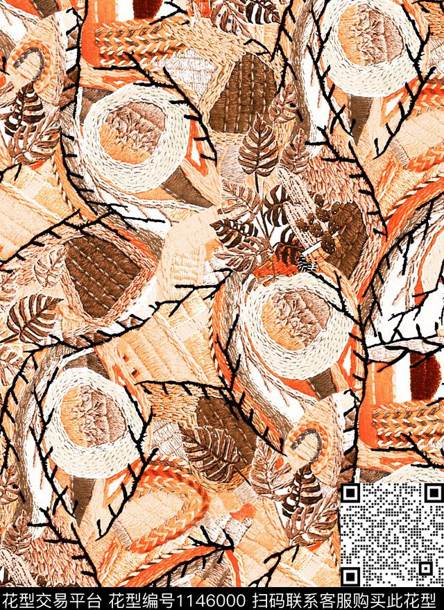 抽象大牌风女装数码印花华亿平台下载（图片编号: 1146000） - 瓦栏（Walan）