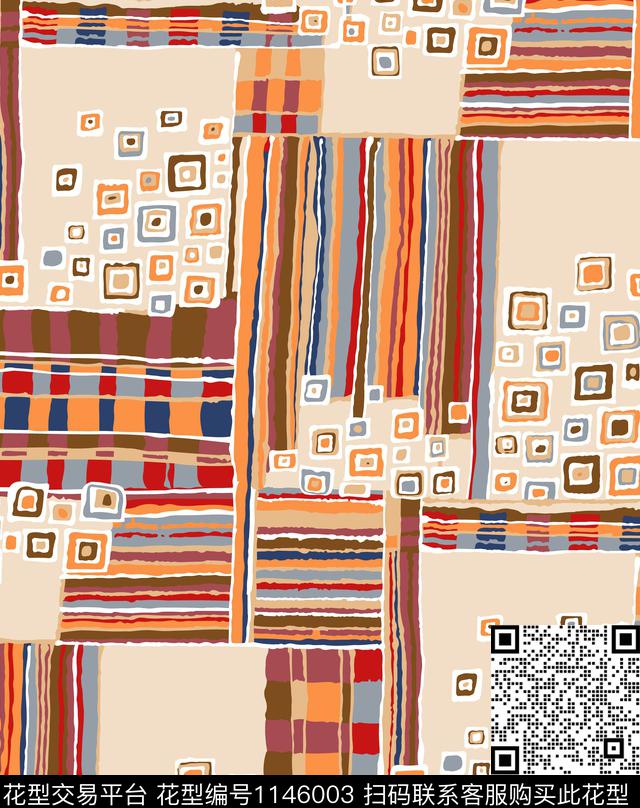 抽象大牌风女装数码印花华亿平台下载（图片编号: 1146003） - 瓦栏（Walan）