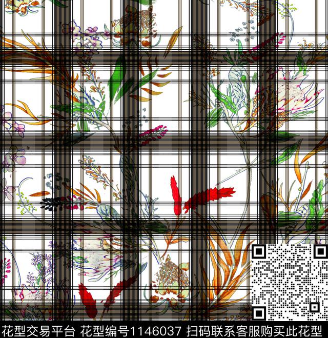 抽象风格化花卉大牌风数码印花华亿平台下载（图片编号: 1146037） - 瓦栏（Walan）