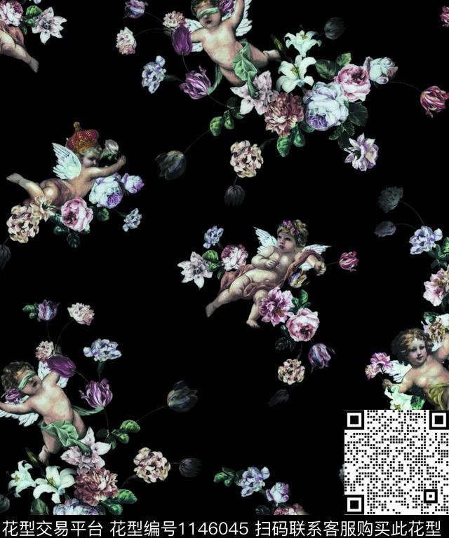 抽象风格化花卉大牌风数码印花华亿平台下载（图片编号: 1146045） - 瓦栏（Walan）