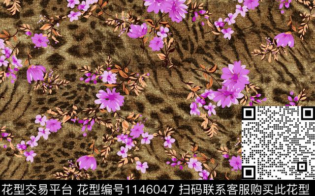 抽象风格化花卉大牌风数码印花华亿平台下载（图片编号: 1146047） - 瓦栏（Walan）