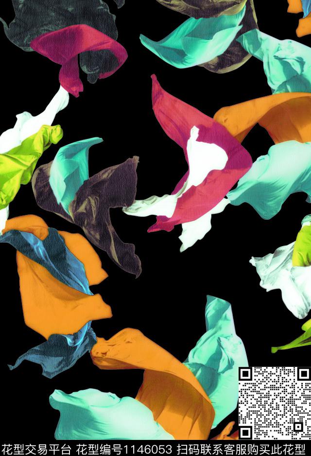 抽象风格化花卉大牌风数码印花华亿平台下载（图片编号: 1146053） - 瓦栏（Walan）