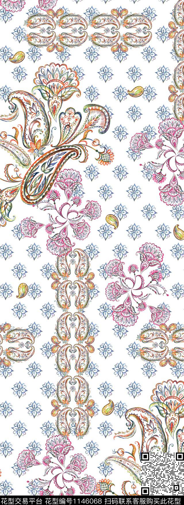 佩斯利休闲民族风数码印花华亿平台下载（图片编号: 1146068） - 瓦栏（Walan）