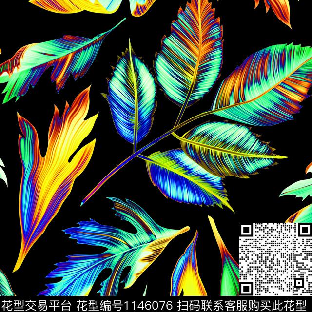 抽象风格化花卉大牌风数码印花华亿平台下载（图片编号: 1146076） - 瓦栏（Walan）