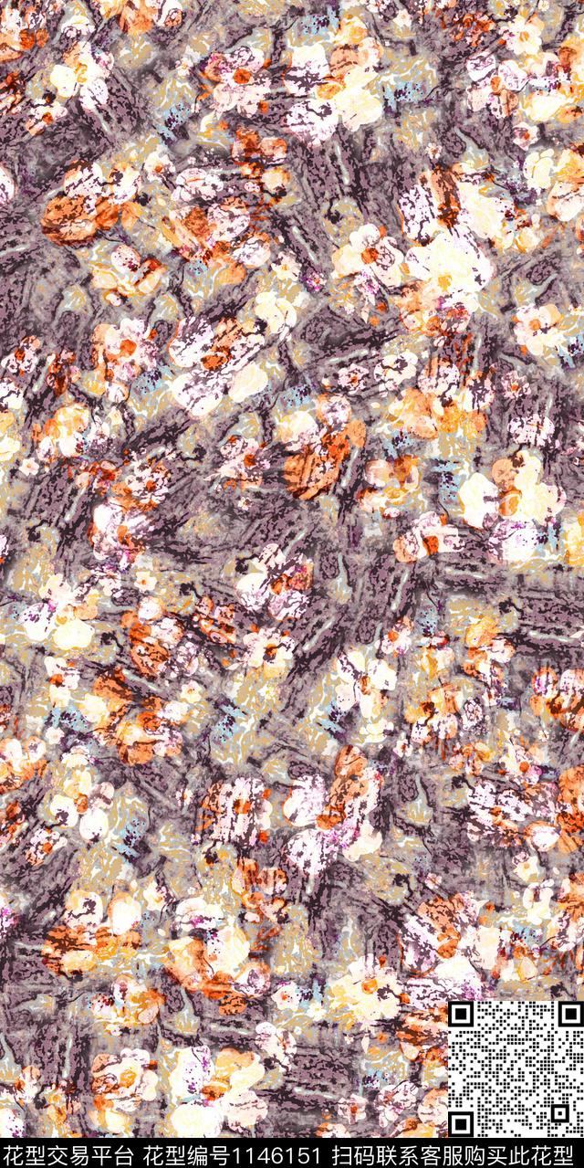 抽象棉麻大牌风数码印花华亿平台下载（图片编号: 1146151） - 瓦栏（Walan）