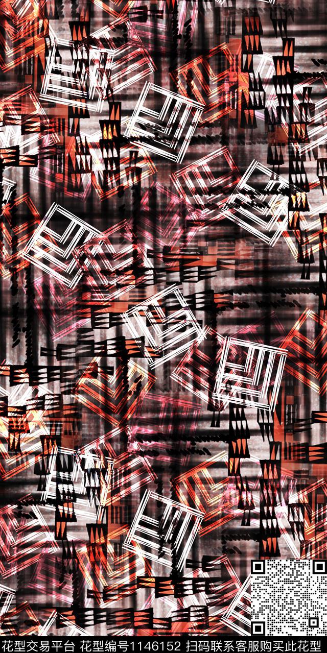 抽象棉麻大牌风数码印花华亿平台下载（图片编号: 1146152） - 瓦栏（Walan）