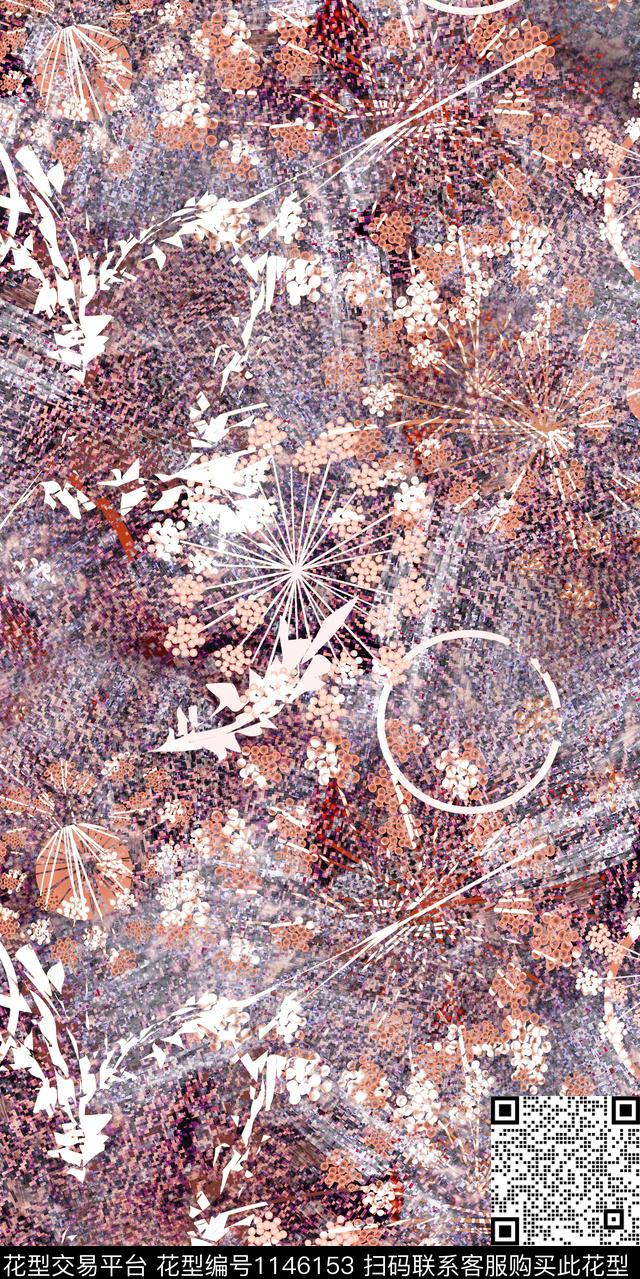 抽象棉麻大牌风数码印花华亿平台下载（图片编号: 1146153） - 瓦栏（Walan）