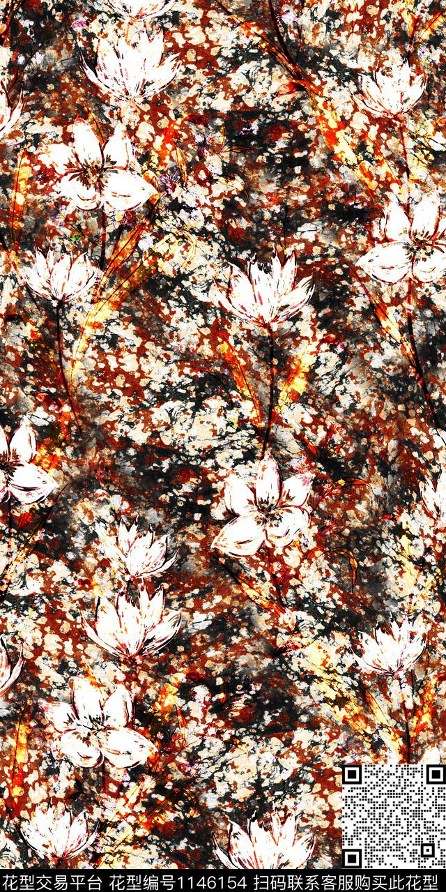 抽象棉麻大牌风数码印花华亿平台下载（图片编号: 1146154） - 瓦栏（Walan）