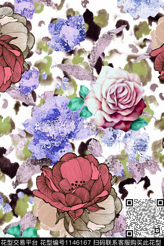 抽象复古大牌风数码印花华亿平台下载（图片编号: 1146167） - 瓦栏（Walan）