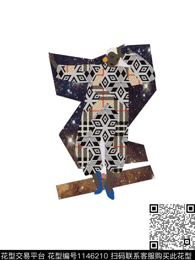 抽象复古男装数码印花华亿平台下载（图片编号: 1146210） - 瓦栏（Walan）