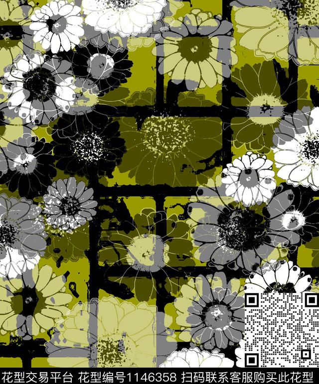 抽象格子小碎花数码印花华亿平台下载（图片编号: 1146358） - 瓦栏（Walan）