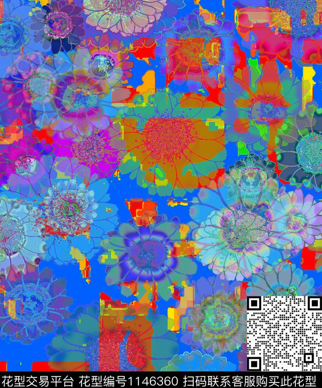 抽象格子小碎花数码印花华亿平台下载（图片编号: 1146360） - 瓦栏（Walan）