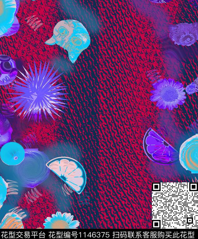 抽象动物绿植树叶数码印花华亿平台下载（图片编号: 1146375） - 瓦栏（Walan）