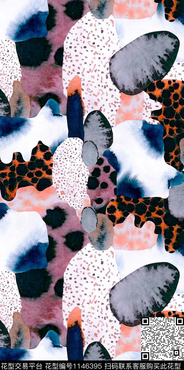 抽象大牌风休闲数码印花华亿平台下载（图片编号: 1146395） - 瓦栏（Walan）