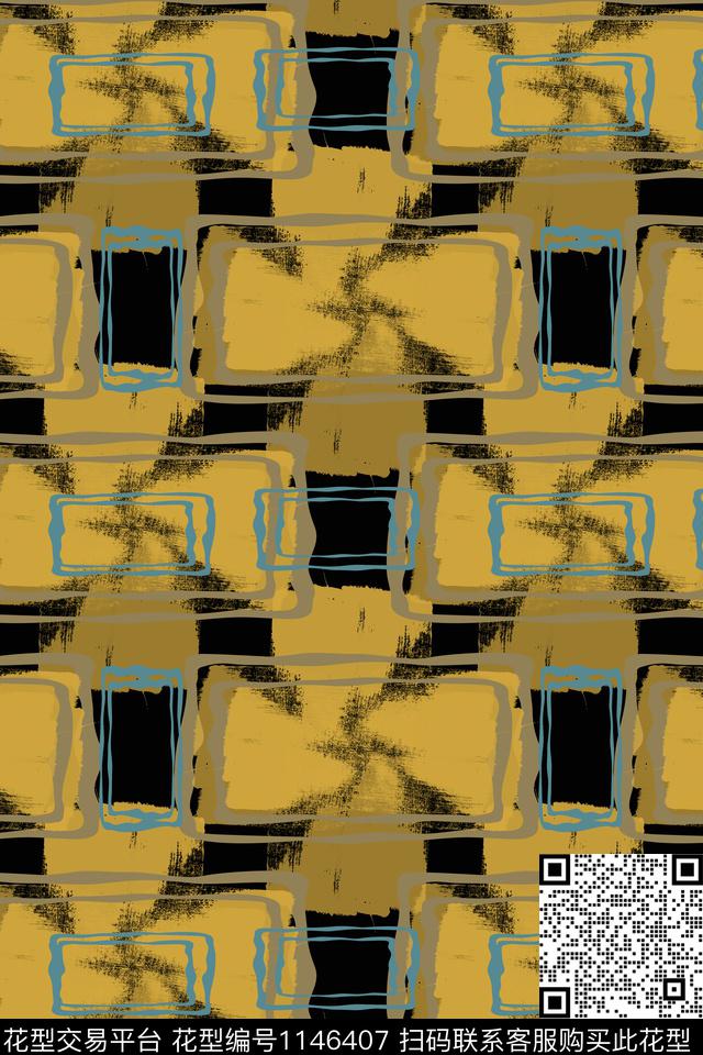 几何精致几何手绘线条笔触数码印花华亿平台下载（图片编号: 1146407） - 瓦栏（Walan）