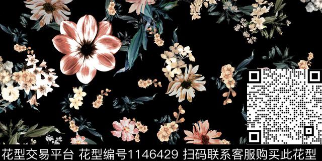 水彩花卉复古手绘花卉传统印花华亿平台下载（图片编号: 1146429） - 瓦栏（Walan）
