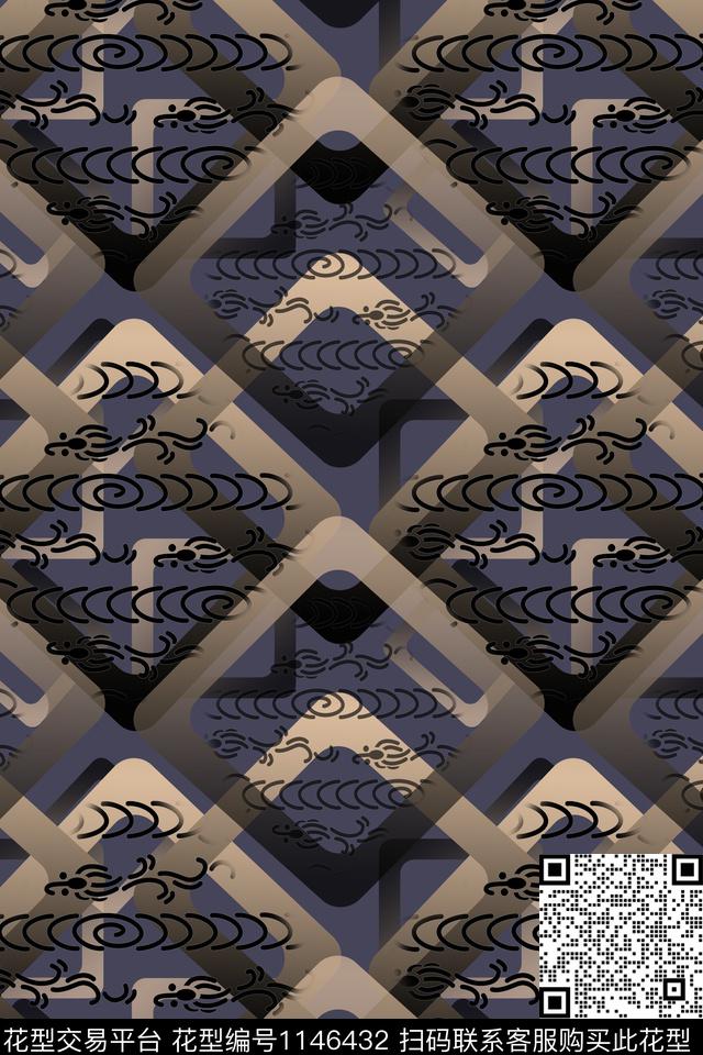 菱形几何精致几何数码印花华亿平台下载（图片编号: 1146432） - 瓦栏（Walan）